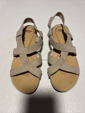 Dr. Scholl's Beige Suede Crossover Slingback Sandals